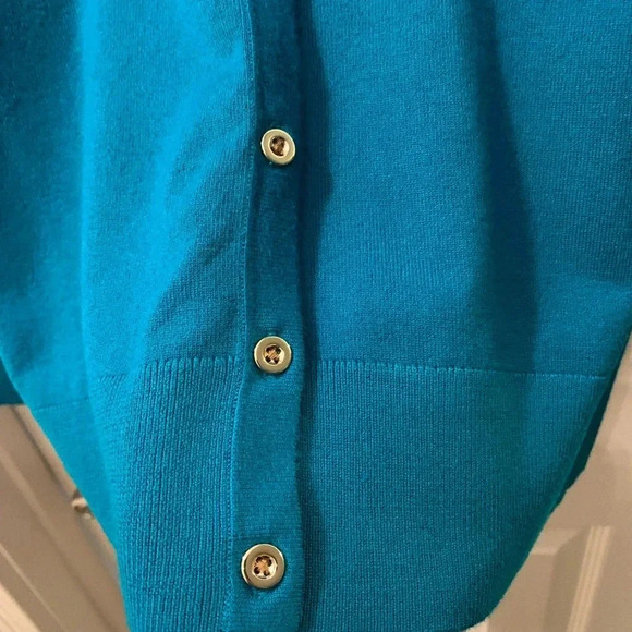 Charter Club button down cardigan long slve  crewneck turquoise in color Size Xl - Picture 4 of 6